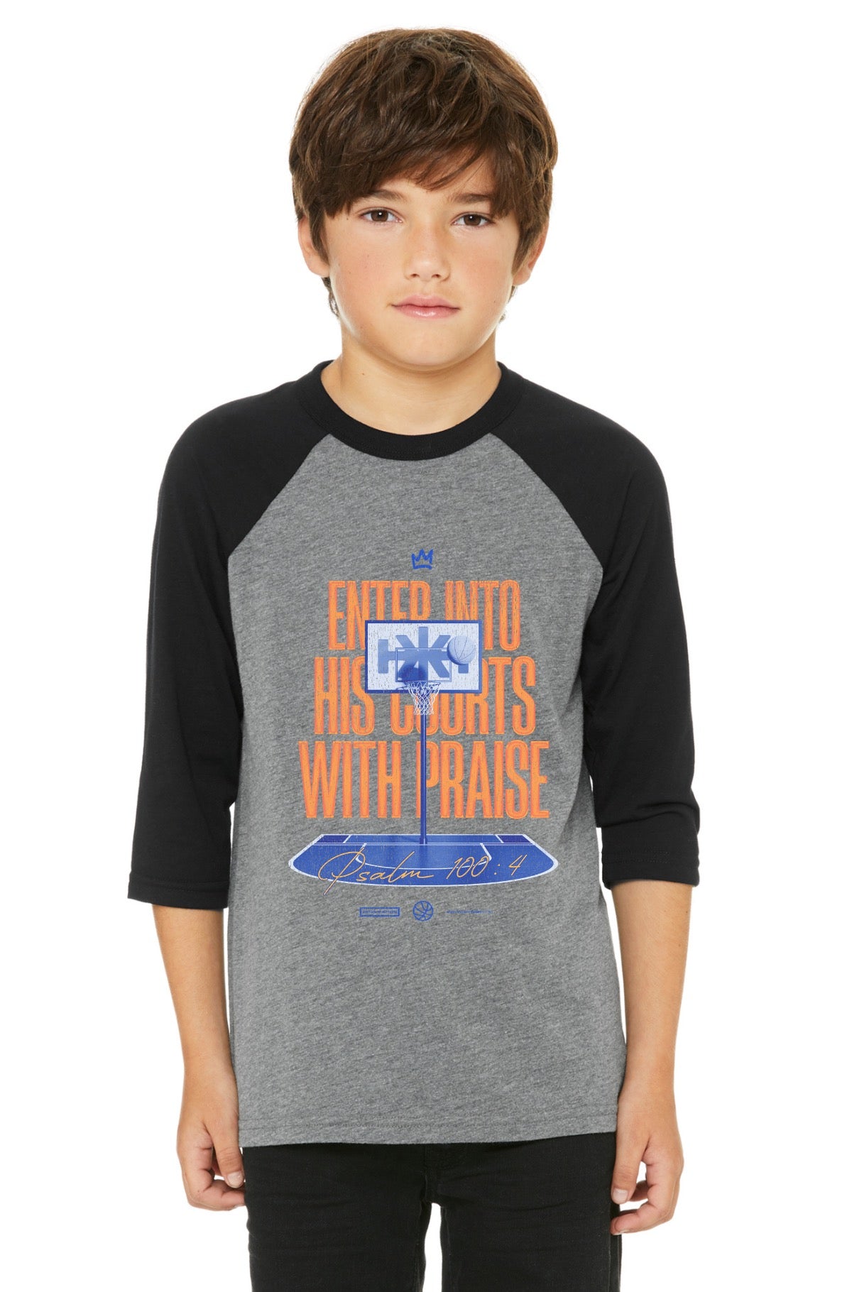 Enter Into His Courts - Youth Raglan Tee