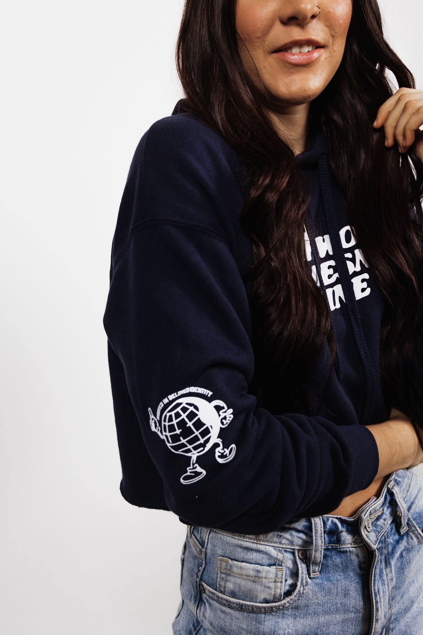 The World Doesn't Define Me - Mantra Navy Cropped Hoodie